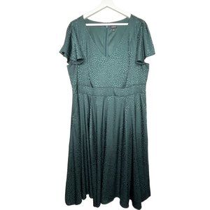 Torrid Womens Dress Green Plus Size 2X Fit and Flare Short Sleeve Workwear Solid